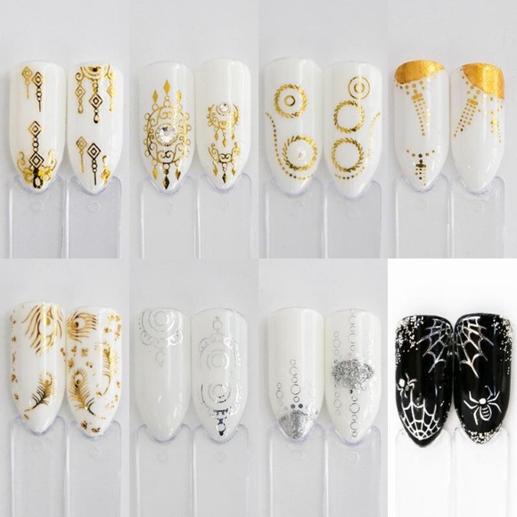 3 for &12 NWT Nail Art Waterslide Tattoo Gold Tips - Picture 3 of 7